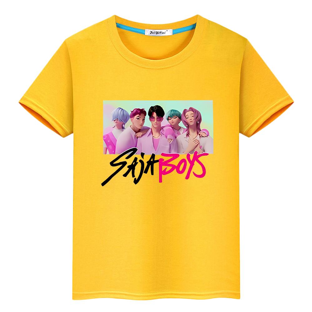 Футболка для детей мальчик 10 лет Kawaii Saja Boys принт 100% хлопок футболки аниме короткая kpop охотники на демонов милые топы одежда для девочек y2k