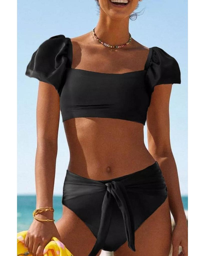 Azura Exchange Bubble Sleeves High Waisted Swimsuit