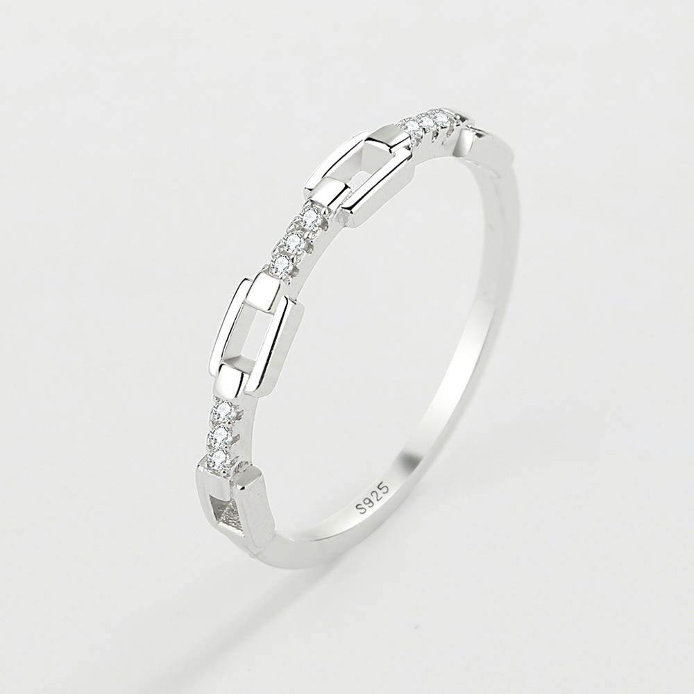 Trend Hollow Out Lock Couple Ring For Women Genuine S925 Silver Diamond Crystal Engagement Valentine's Day Gift Jewelry