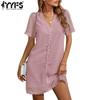 Women's Fashion Summer Spring Solid Color Print Short Sleeve V-Neck Casual Dresses