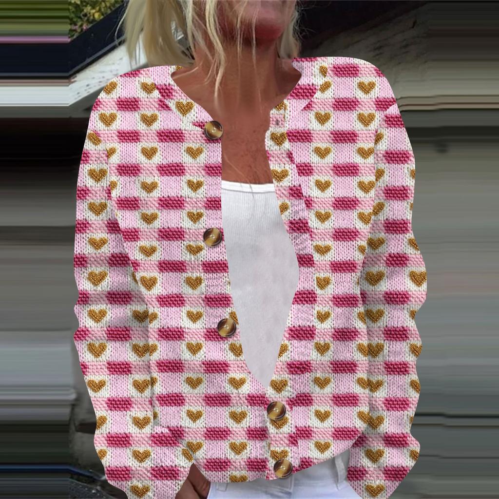 Женская повседневная мода с принтом, длинный рукав, кардиган, куртка на пуговицах