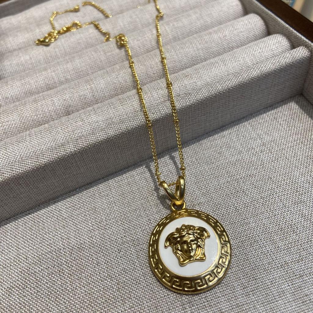 Новые эмалевые капельки масла в виде веера, семейный портрет, серьги, ожерелье с монетой в виде головы Медузы, медное покрытие из настоящего золота