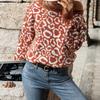 Vintage Fashion Elegant Casual Fall Women's Long Sleeve Leopard Print Sweater Slouchy Style