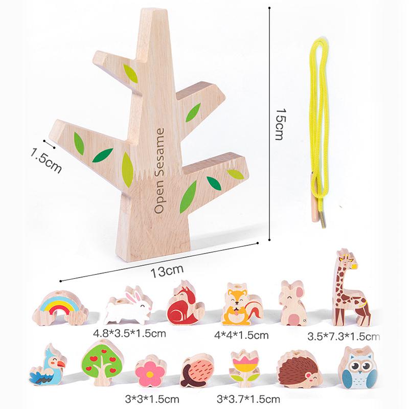 Children Animal Balance Wooden Stack Blocks Toys Montessori Stacking Threading Games Early Educational Fine Motor Training Toys