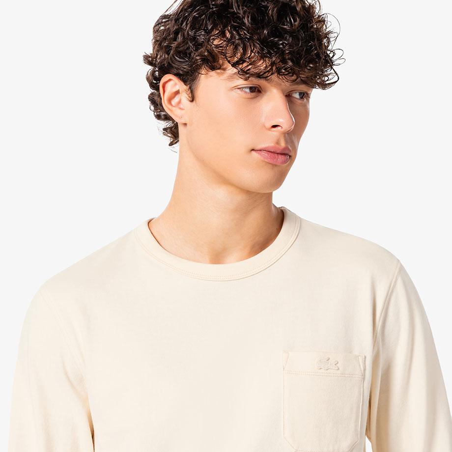 [Lacoste] Men's Stitch Crewneck Pocket Long Sleeve Light Brushed T-shirt TH367E-55NXFJ