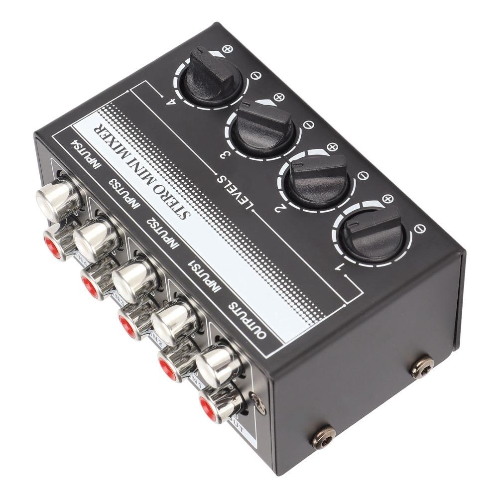 Support 4 in 1 Out Stereo Mini Mixer Separate Volume Knobs Stereo Splitte Recording Studio