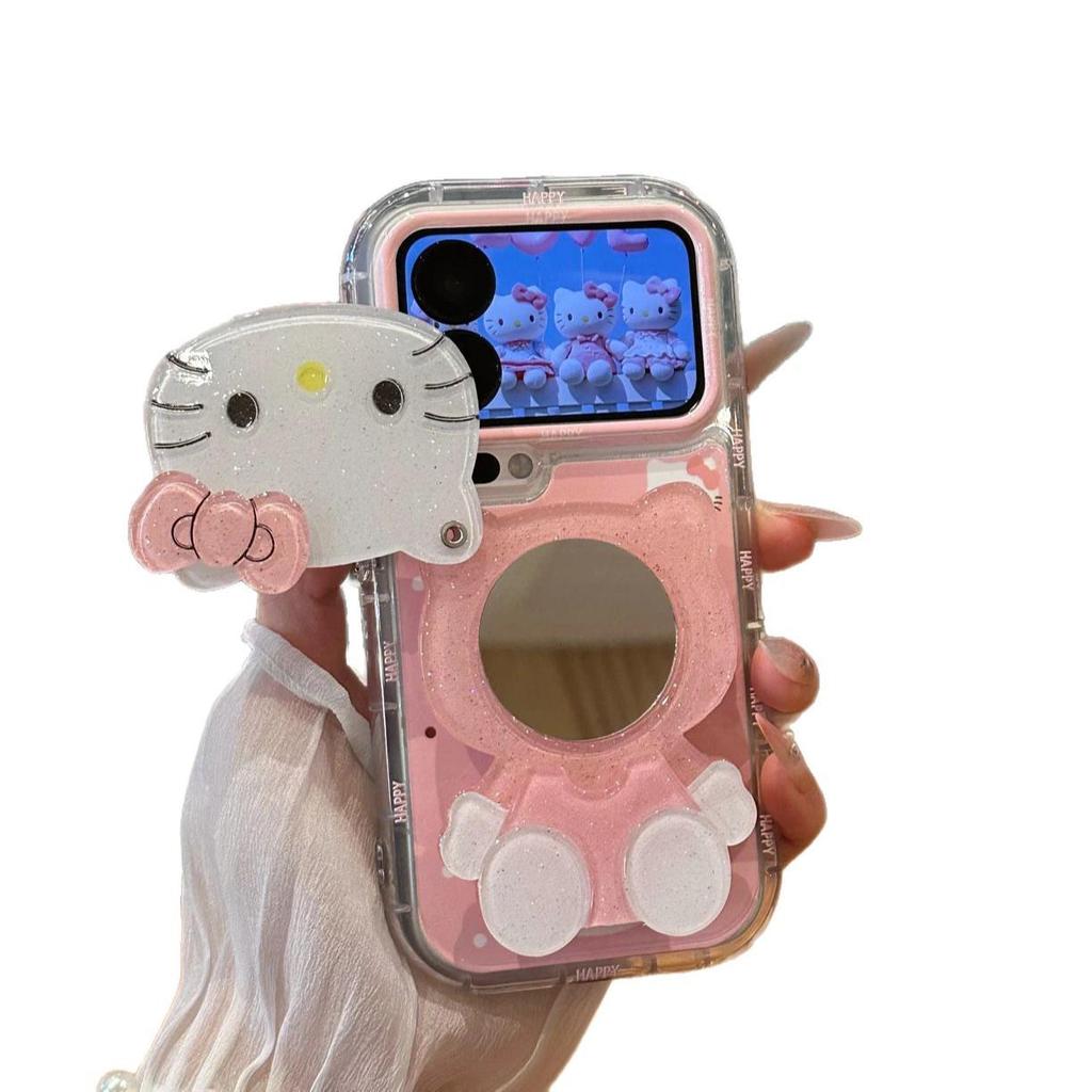 Зеркальная подставка Hello Kitty для iPhone 16 Pro Max, Huawei Mate 70, Honor и Apple 17