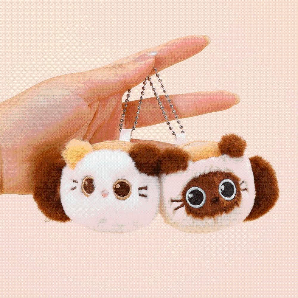 Soft Cat Key Chains Fuzzy Desk Companion Figure Mini Stuffed Cat Cup Edge Pendant Office