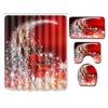 Christmas Shower Curtain Floor Mat Combination Four-Piece Set Kitchen Door Mat Bedroom Living Room Carpet