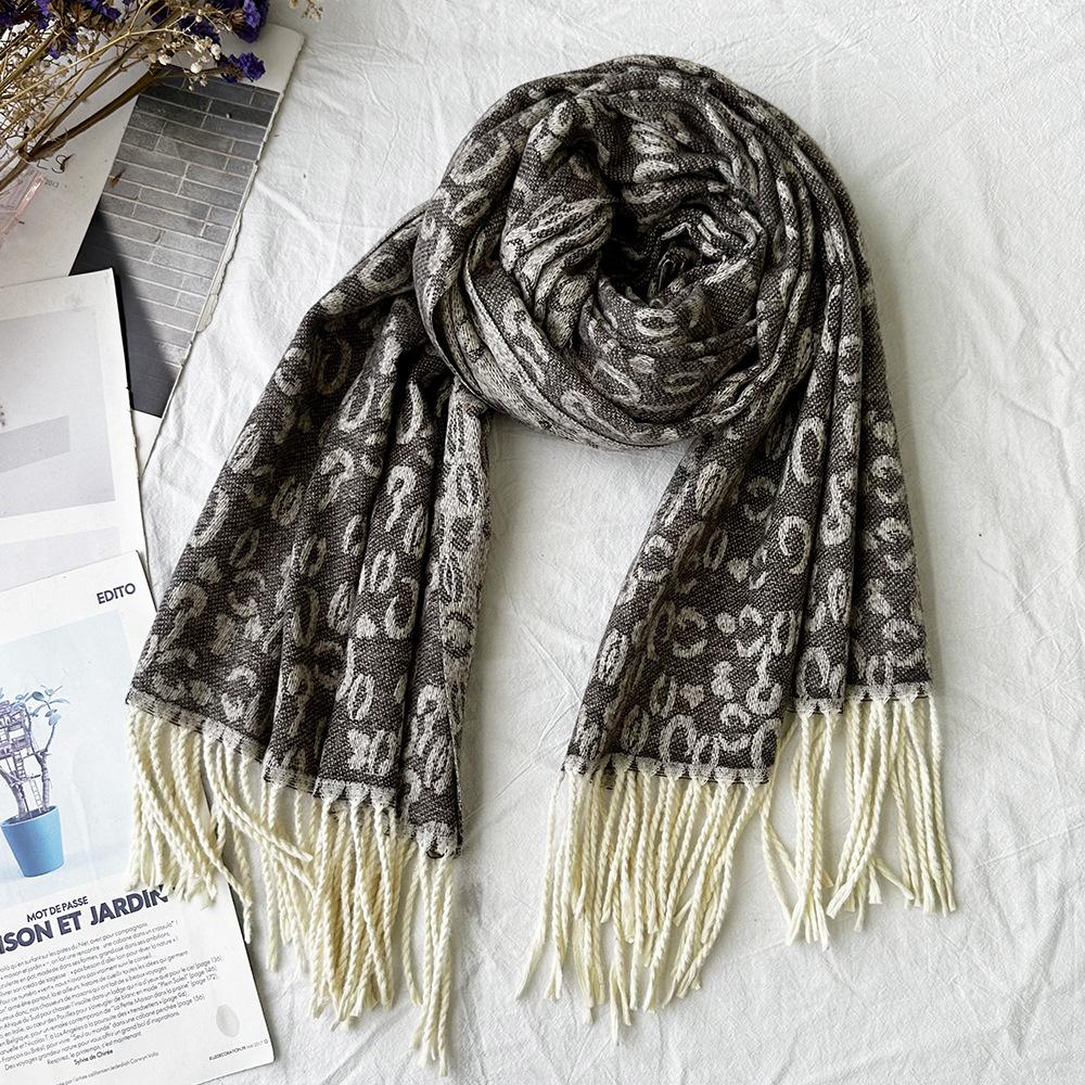 Winter Scarf for Women High End Fashion Houndstooth Shawl Long Tassel Imitation Cashmere Men's Warm Scarf