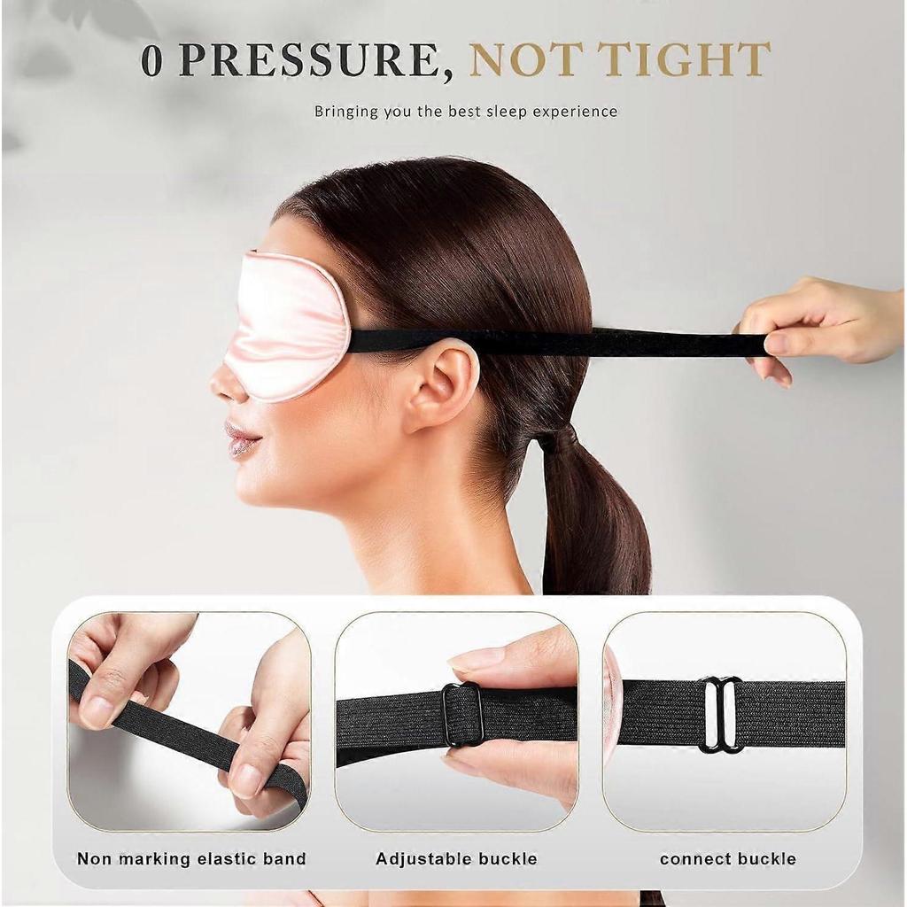 Sleep Mask Silk Eye Mask for Sleeping, Super Soft Blackout Eye Mask for Women Men, Side Sleeper Covers for Sleeping with Adjustable Straps, Travel Sl