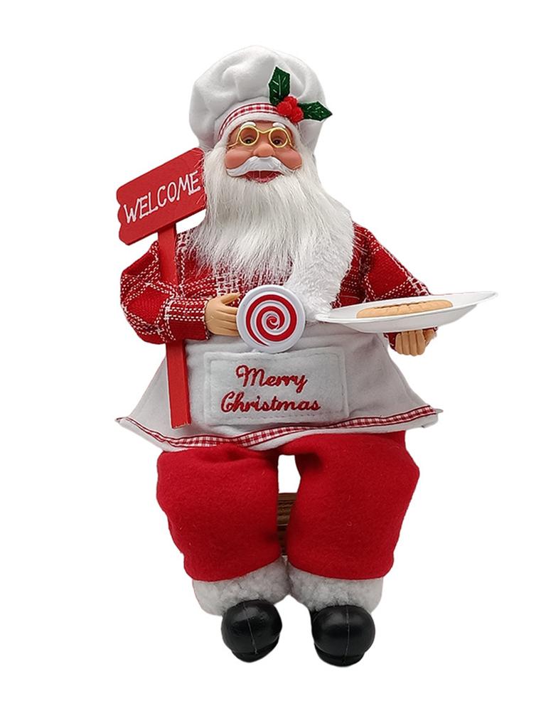 14'' Collectible Christmas Figure Decorations Sitting Santa Claus Figurines Santa Doll Toy
