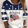 American Flag & Blessed 3d Print Hoodie Women Fashion Oversized Hoodies Women Sweats Letter Coat Sweatshirt with Pocket Pullover