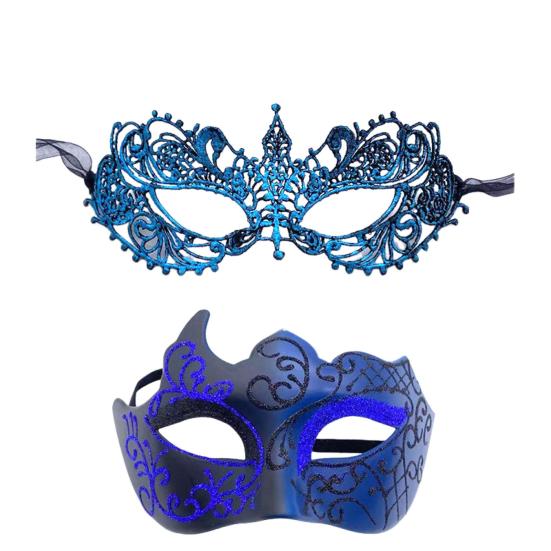 2 Pcs Couple Masquerade Masque Set for Men And Women