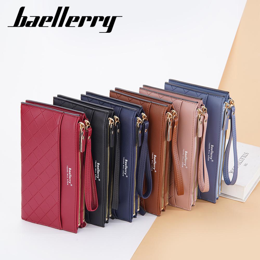Baellerry Women's Long Purse Multifunctional Wallet Multi-card Slots Billfold Double Zipper Clutch Bag Pu Leather Cell Phone Bag