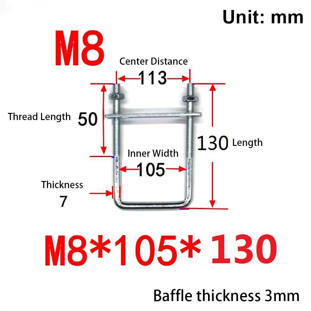 1 шт. с перегородкой U-образный хомут Оцинкованная углеродистая сталь Q235 Квадратный болт для квадратной трубы