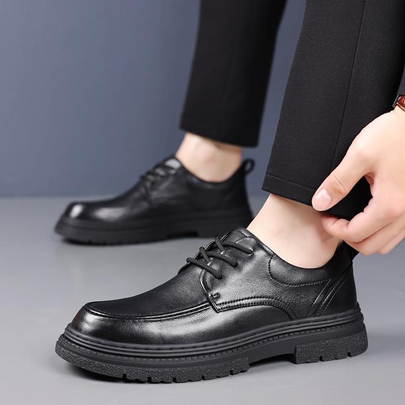 Кожаные туфли на платформе для мужчин со шнуровкой, черные уличные итальянские формальные ботинки, оригинальные дизайнерские повседневные деловые туфли для мужчин