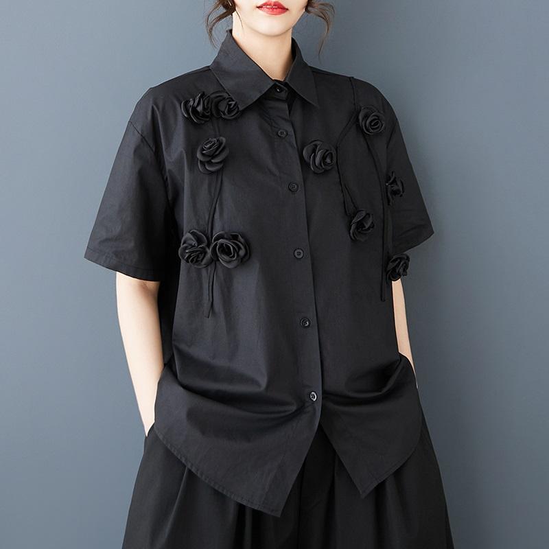 Хлопковые рубашки и блузки оверсайз с короткими рукавами для блузок, повседневные свободные летние топы, женская рубашка на пуговицах