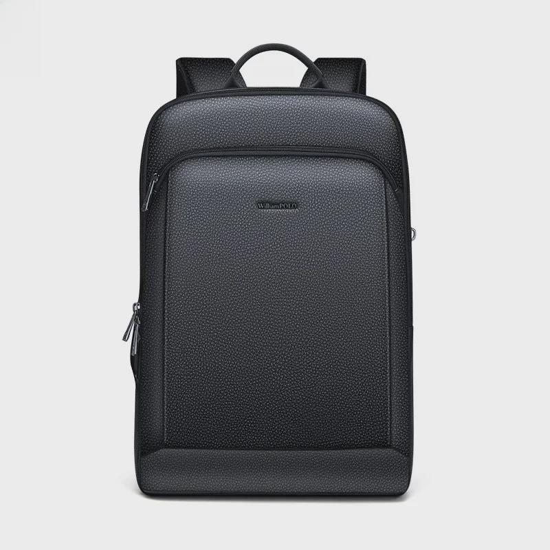 King Paul Men's Genuine Leather Large Capacity Business Travel Backpack