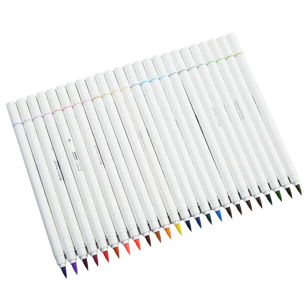 24Pcs Brush Markers Dual Tips Natural Vivid Color Ergonomic Penholder Wide Application Brush Pens