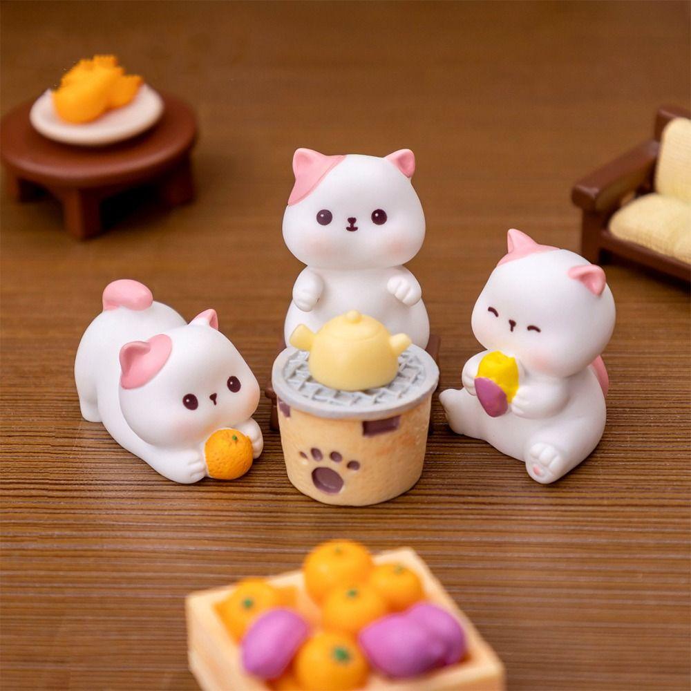 Cute Cat Figurines Miniatures Resin Crafts Kitten Statue Mini Cat Ornament Bonsai Decor