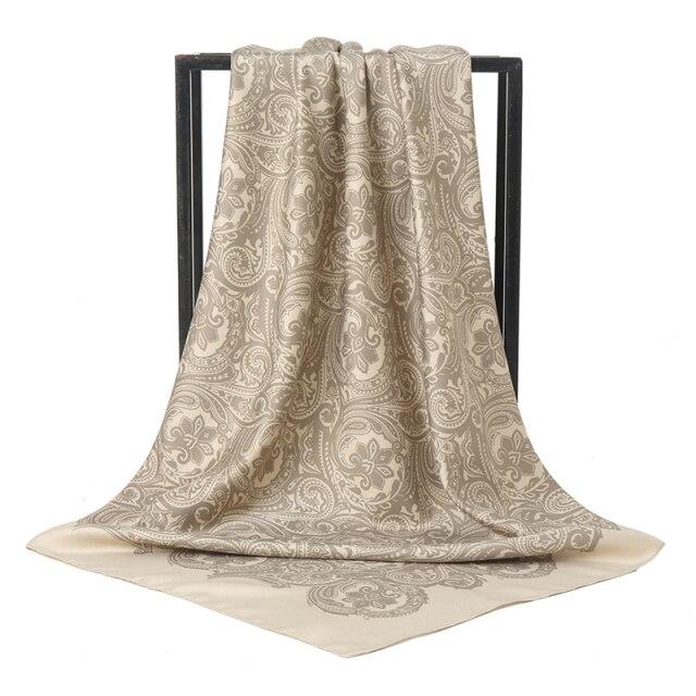 2021 Design Brand Women Square Silk Scarf Chain Print Head Scarfs Female Satin Hijab Scarves Shawl Wrap Lady Headband Foulard