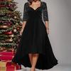 Solid Color V-neck Long Sleeve Bead Big Swing Dress Autumn/winter Plus Size Dress for Women