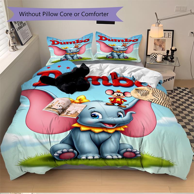 Dumbo'S Big Ears Adventure Print 3Pcs Bedding Setduvet Cover With 2 Bedropillowcase Home Birthday Gift