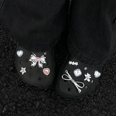 Аксессуары для обуви Cave, Пряжка для обуви DIY, Серебристый, Имитация металла, Бант, Милый цветочек для обуви Барби