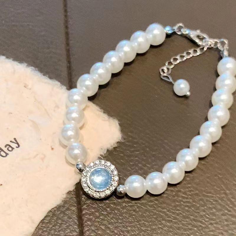 Aquamarine Imitation Pearl Bracelet Women'S Niche Versatile Bracelet Light Luxury High-End Accessories ·