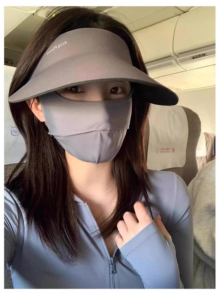 Женская безверхая бесшовная шляпа-козырек с защитой от УФ-лучей и солнцезащитной маской - новый стиль 2025