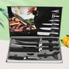 Six Piece Wave Pattern Knife Black and White Color Gift Box Stainless Steel Kitchen Knife Set