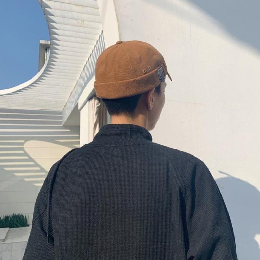Dome Men Women Skullcap Solid Color Bucket Cap Vintage Brimless Hat Unisex Street