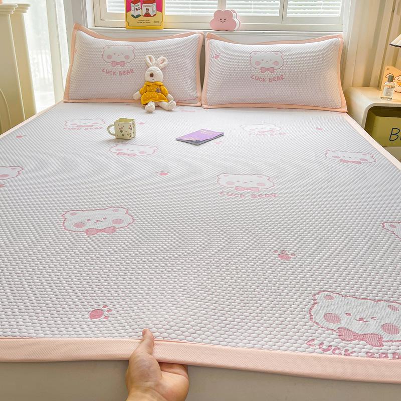 Summer Cooling Mat Set 2 Piece 3 Piece Class A Bed Style Ice Silk Air Conditioner Soft Mat Washable Thin Cushion