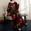 2025 Summer Plus Size Dress Women Casual Vintage Basic Floral Long Beach Elegant Loose Dress