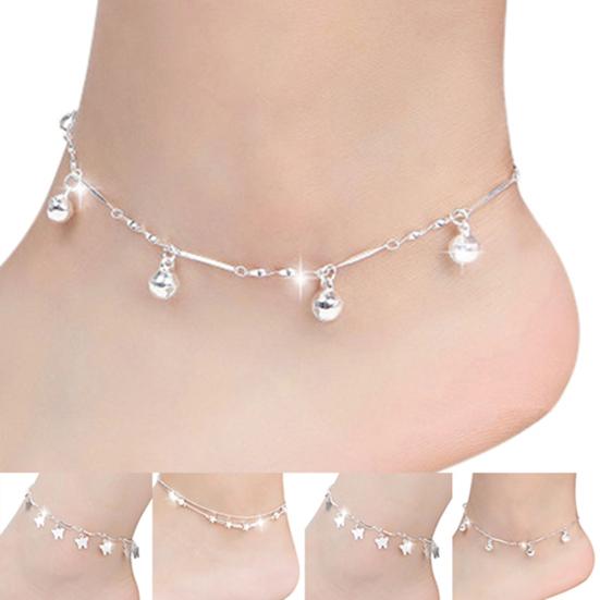 Women Chic Silver Plated Butterfly Stars Bell Charm Anklet Bracelet Foot Chain