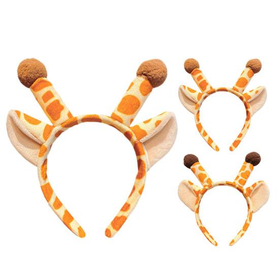 Headband Anti-Slip Soft Plush Fabric Cartoon Sika Deer 3D Ears Design Headband Face Washing Makeup Hair Hoop Hair Accessory