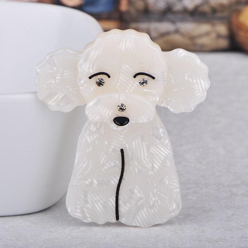 Blucome Lovely Brown Toy Poodle Dog Shape Brooch Animal Pattern Acrylic Corsage Pins