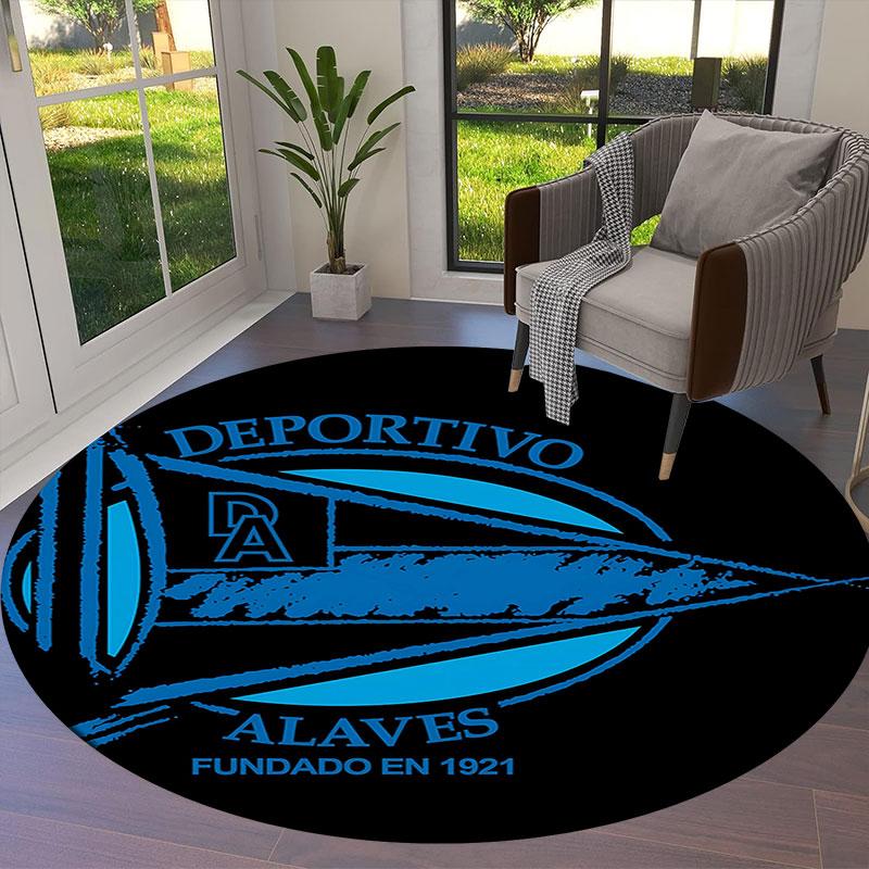 Deportivo Alaves Round Area Rug,Carpet Rug for Living Room Bedroom Sofa Playroom Decor,Non-slip Floor Mat