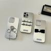 Чехол для iPhone 15 с серебристым гальваническим покрытием в горошек, чехол с бантом для Apple 14 Pro Max, полный комплект чехлов для iPhone 13.