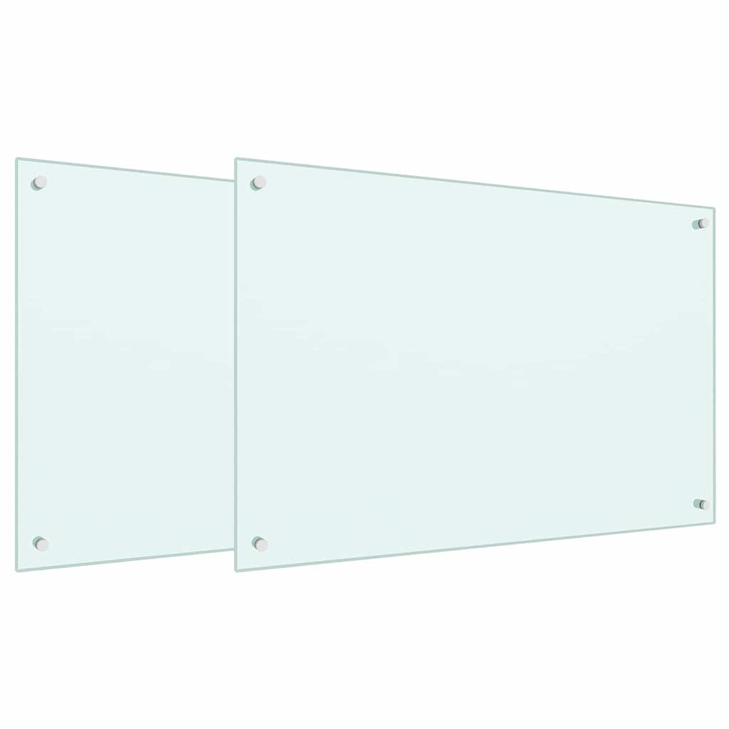 Kitchen Backsplash 2 pcs White 90 x 60 cm Tempered Glass