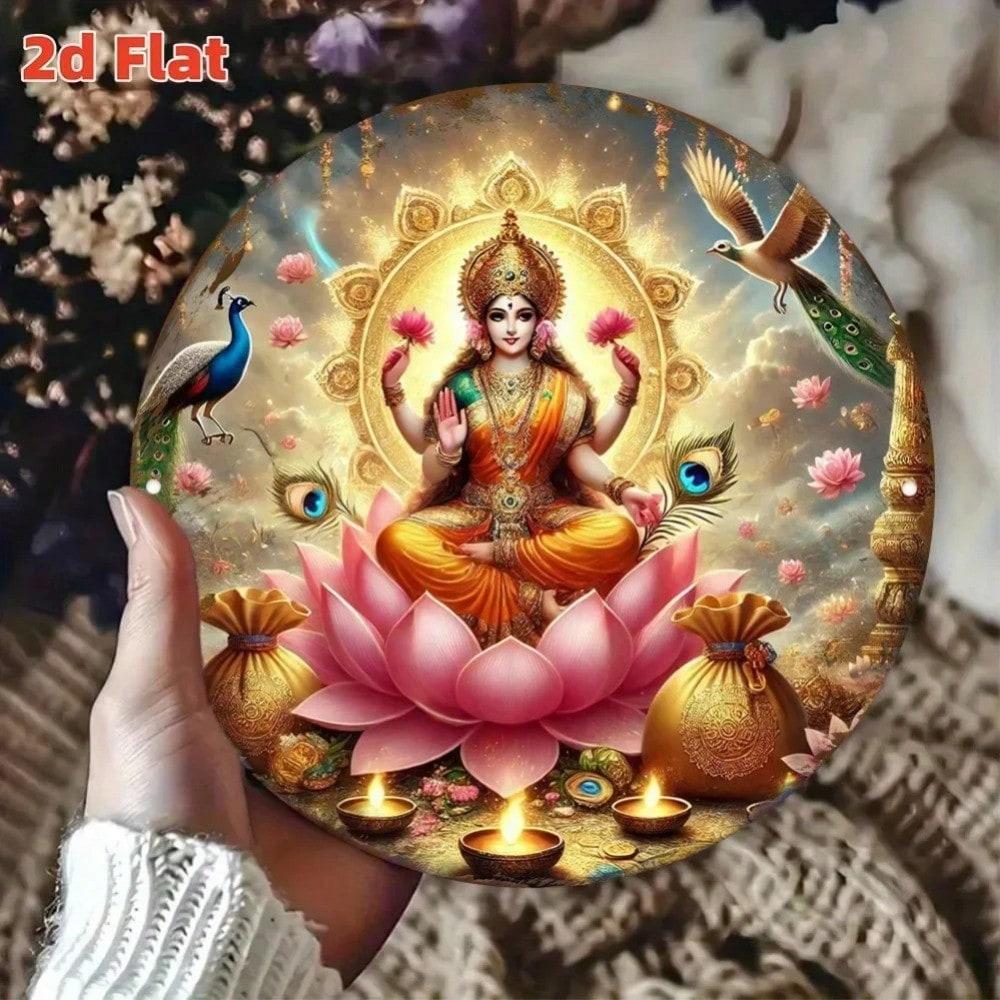 Лакшми Богиня Металлическое Настенное Искусство Индуистский Декор Лотос Павлин Храм Домашний Декор