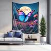 Fluttering Butterflies Under Moonlight  Ethereal Landscape Tapestry for Home Wall Decoration