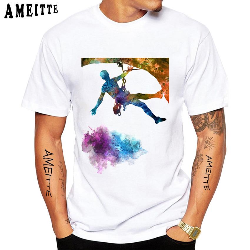 Футболка для мужчин Rock Climbing Climber Funny 3D Print Classic, новая мужская футболка с коротким рукавом, летняя спортивная белая повседневная футболка в стиле хип-хоп