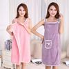 Womens Bath Towels Wearable Bathrobe Skirt Soft Friendly Non Fluorescent Thickened and Absorbent Bath Towel for Easy Wearing