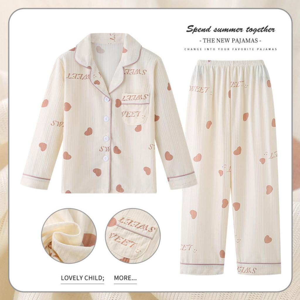 Детский кардиган длинный верх и низ унисекс и кондиционер средний и большой милый повседневный зимний белый [MOE2HUO] пижама, рукава, комплект, дети,