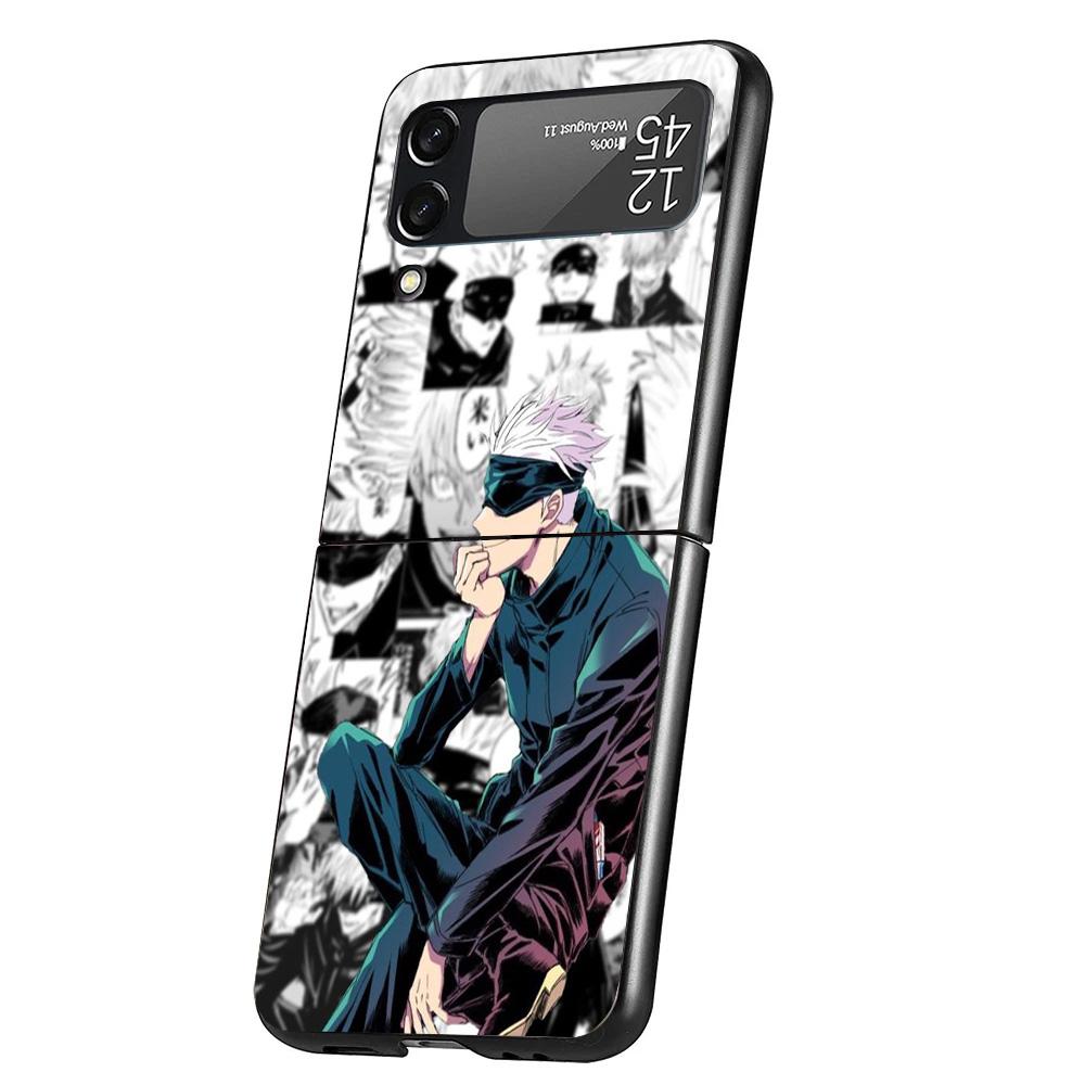 Чехол-бампер для телефона Kaisens Jujutsus Gojo Satoru для Samsung Galaxy Z Flip 6 5 4 3 5G ZFlip6 ZFlip5 ZFlip4 ZFlip3 Черный Жесткий Тренд
