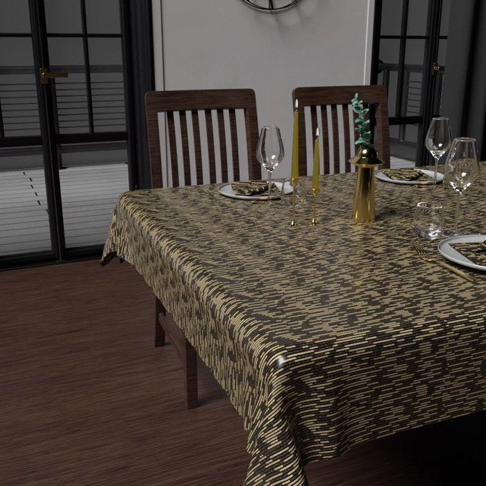 Nappe impriméé anti-tâches rectangle 150x200 cm GOLD noir, par Soleil d'Ocre