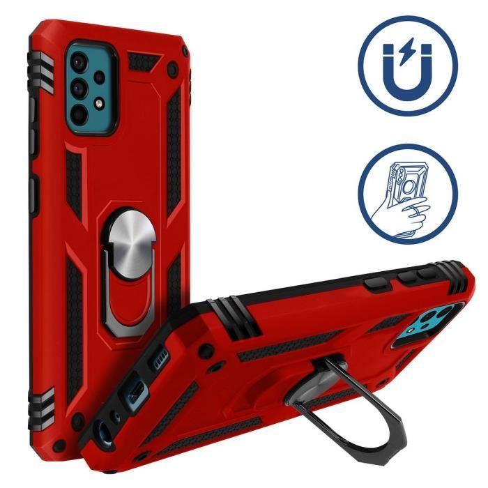 Coque de protection rouge pour Samsung Galaxy A52 5G (6,5") avec anneau support et bordure renforcée