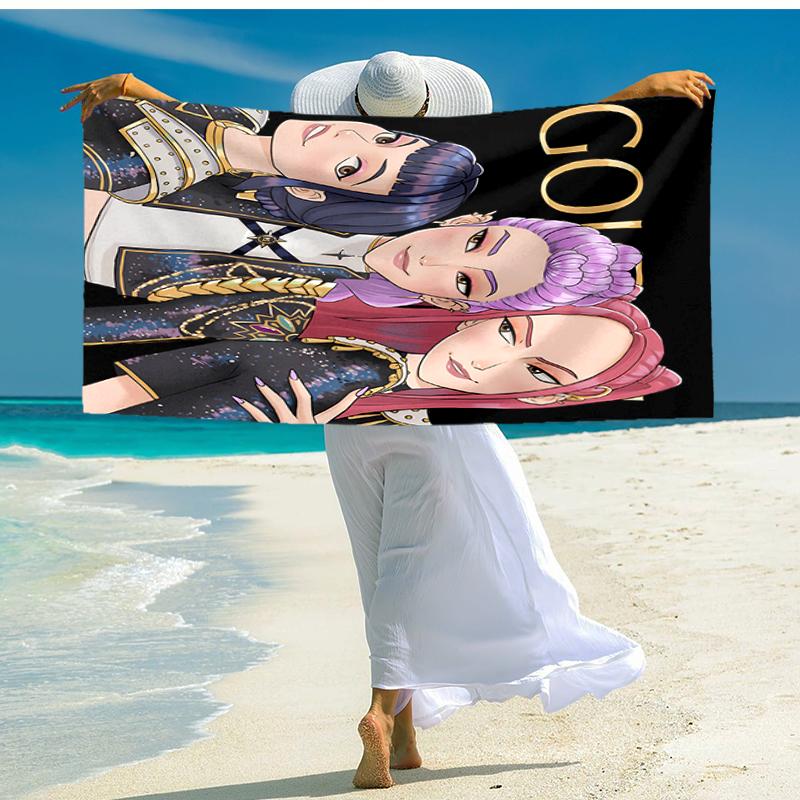 1pc KPop Demon Hunters13 Beach Towel, Comfortable and Thick, and Swimming/Bath/Picnic/Camping Towel, Suitable for Seaside Beaches